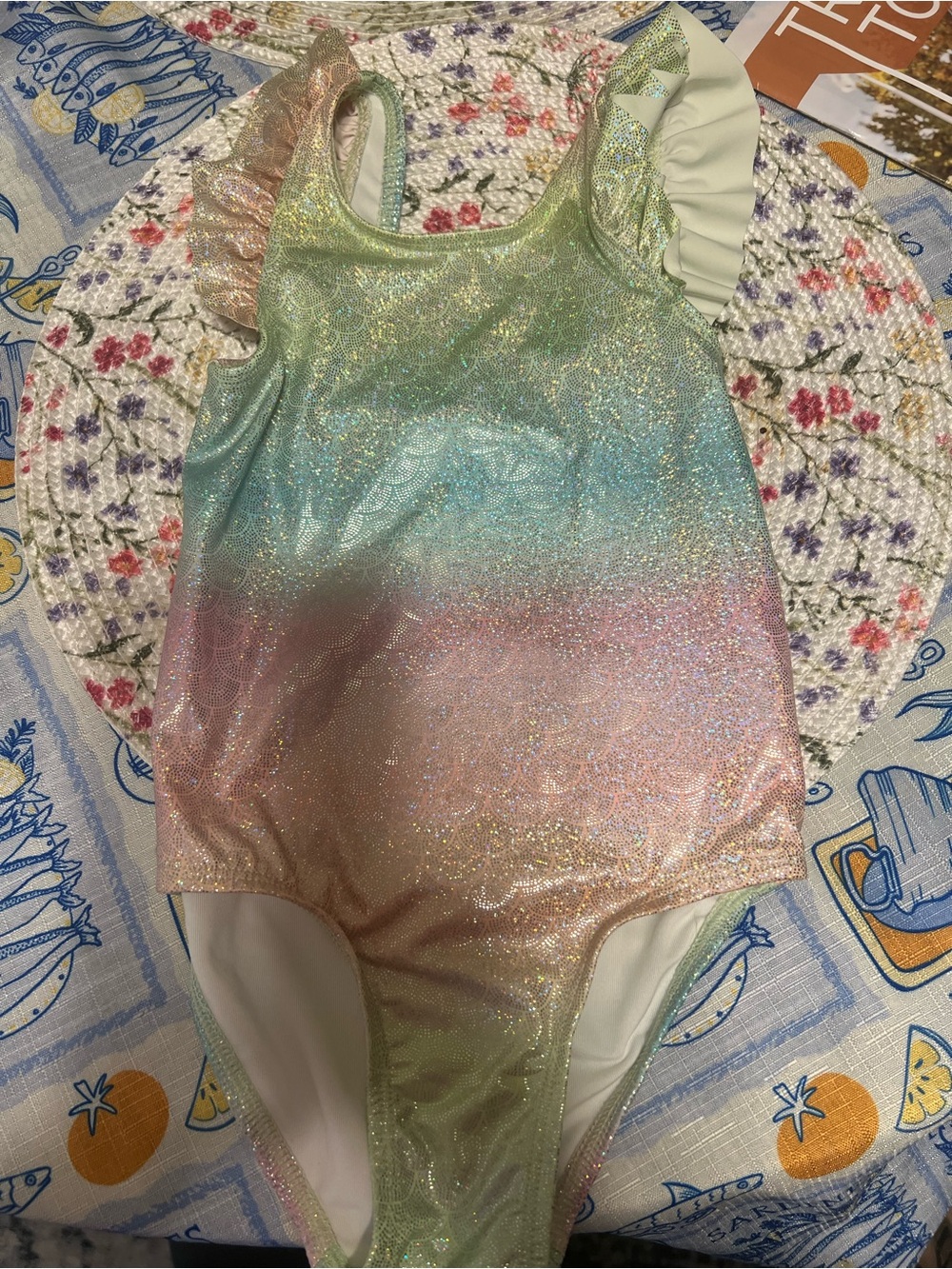 Old Navy Kids new,, Pastel Gradient One-Piece Swimsuit - Pink Green